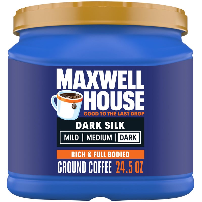 Maxwell House Dark Silk Dark Roast Ground Coffee, 24.5 oz Canister - Image 1